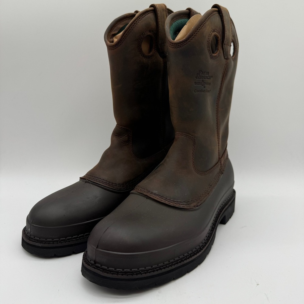 Georgia Boot Muddog Men's 10.5M Brown Leather Pull On Work Boots Farm Ranch